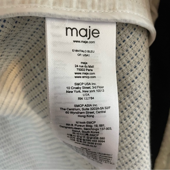 Maje blue open front duster jacket with fringe size 1 - Picture 6 of 14